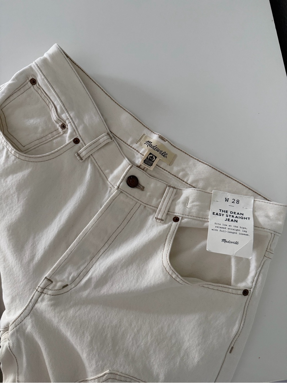 Madewell Off-White Easy Straight Jeans